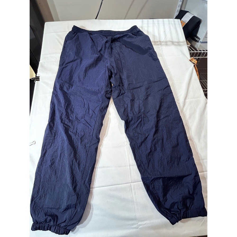 Lands End Mens Navy Blue Nylon Windbreaker Track Pants L Regular Jersey Lined